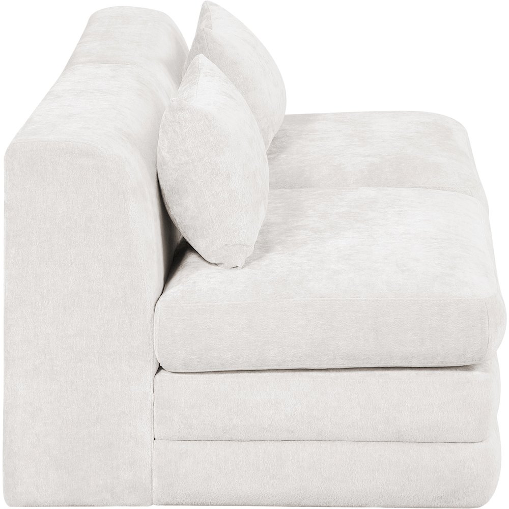 Stellar 76" Cream Chenille Fabric Upholstered 2pc. Modular Loveseat. Picture 8