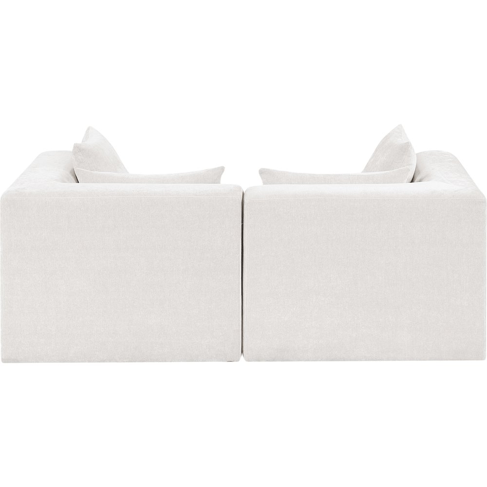 Stellar 76" Cream Chenille Fabric Upholstered 2pc. Modular Loveseat. Picture 2