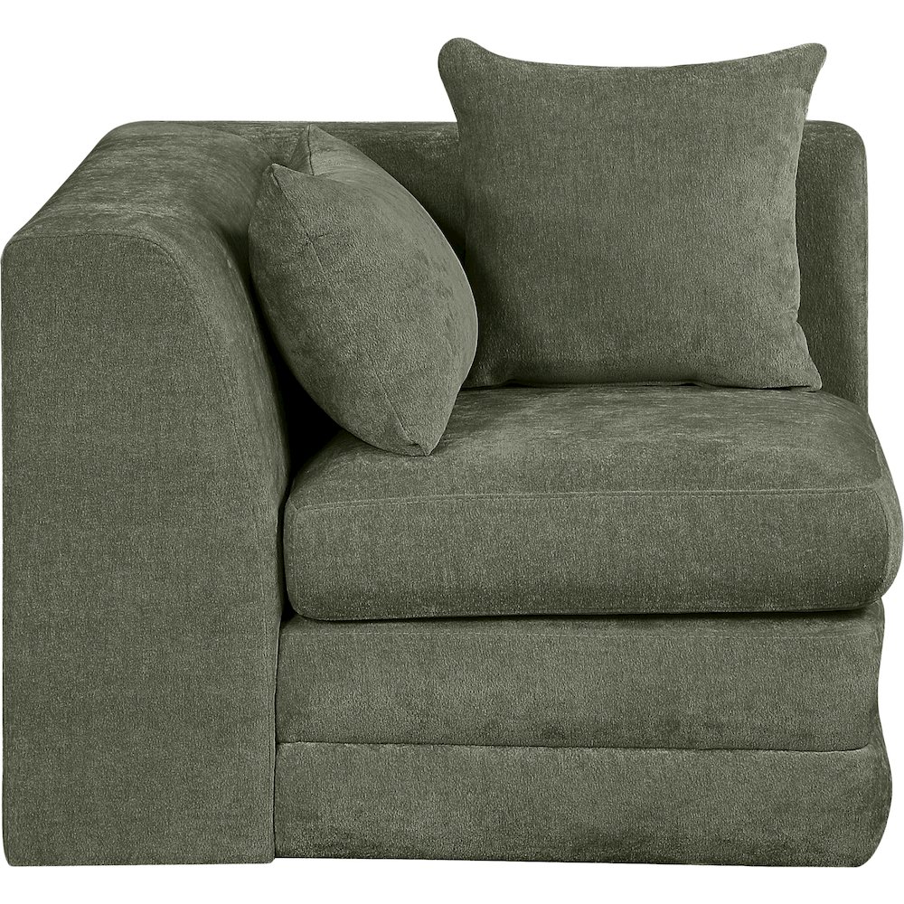 Stellar Green Chenille Fabric Upholstered Modular Corner Chair. Picture 2