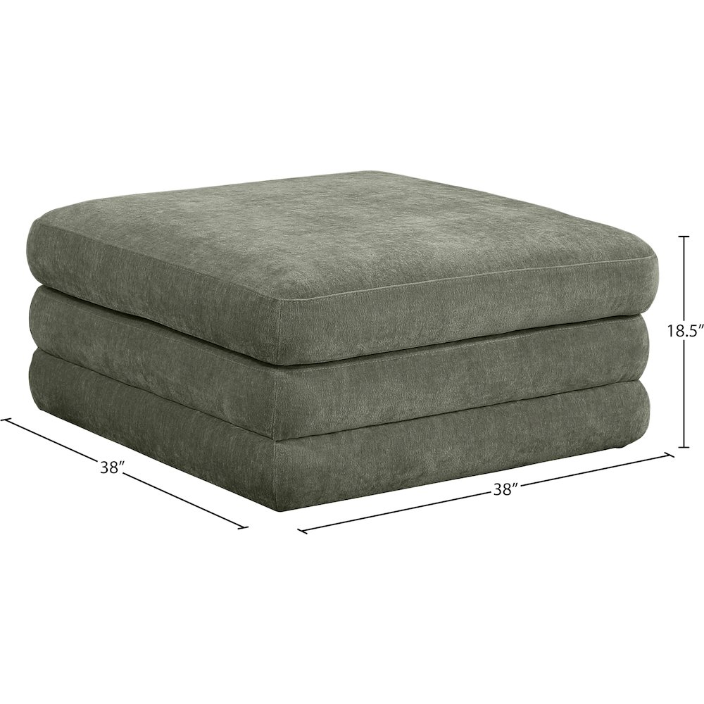 Stellar Green Chenille Fabric Upholstered Modular Ottoman. Picture 3