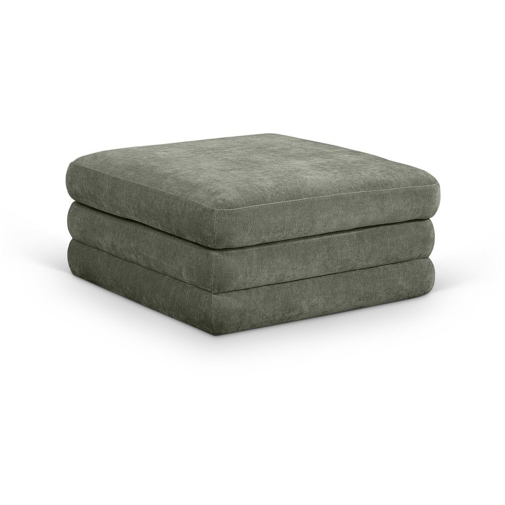Stellar Green Chenille Fabric Upholstered Modular Ottoman. Picture 1