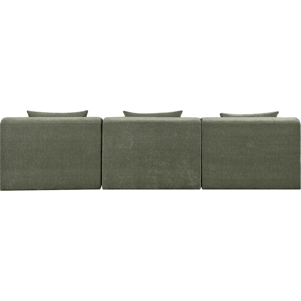 Stellar 114" Green Chenille Fabric Upholstered 3pc. Modular Sofa. Picture 2