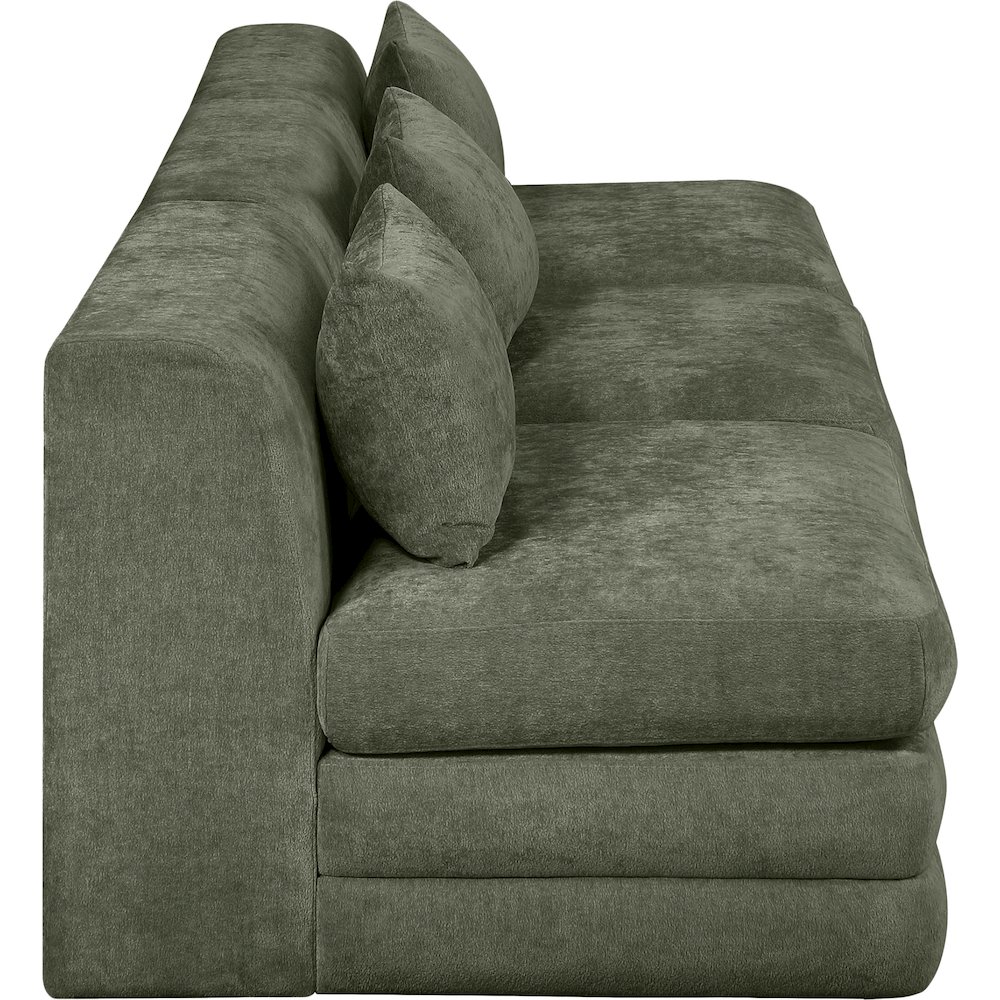 Stellar 114" Green Chenille Fabric Upholstered 3pc. Modular Sofa. Picture 8