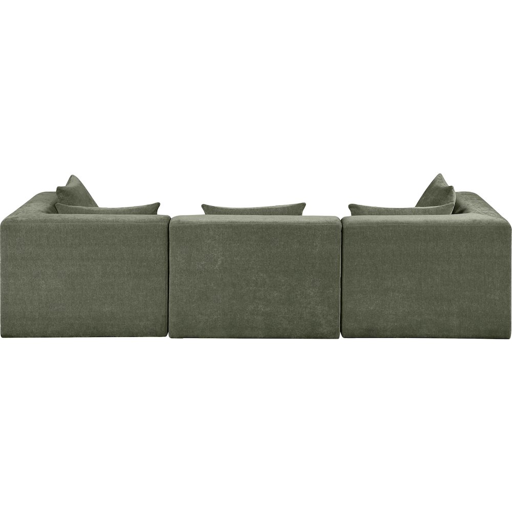 Stellar 114" Green Chenille Fabric Upholstered 3pc. Modular Sofa. Picture 2