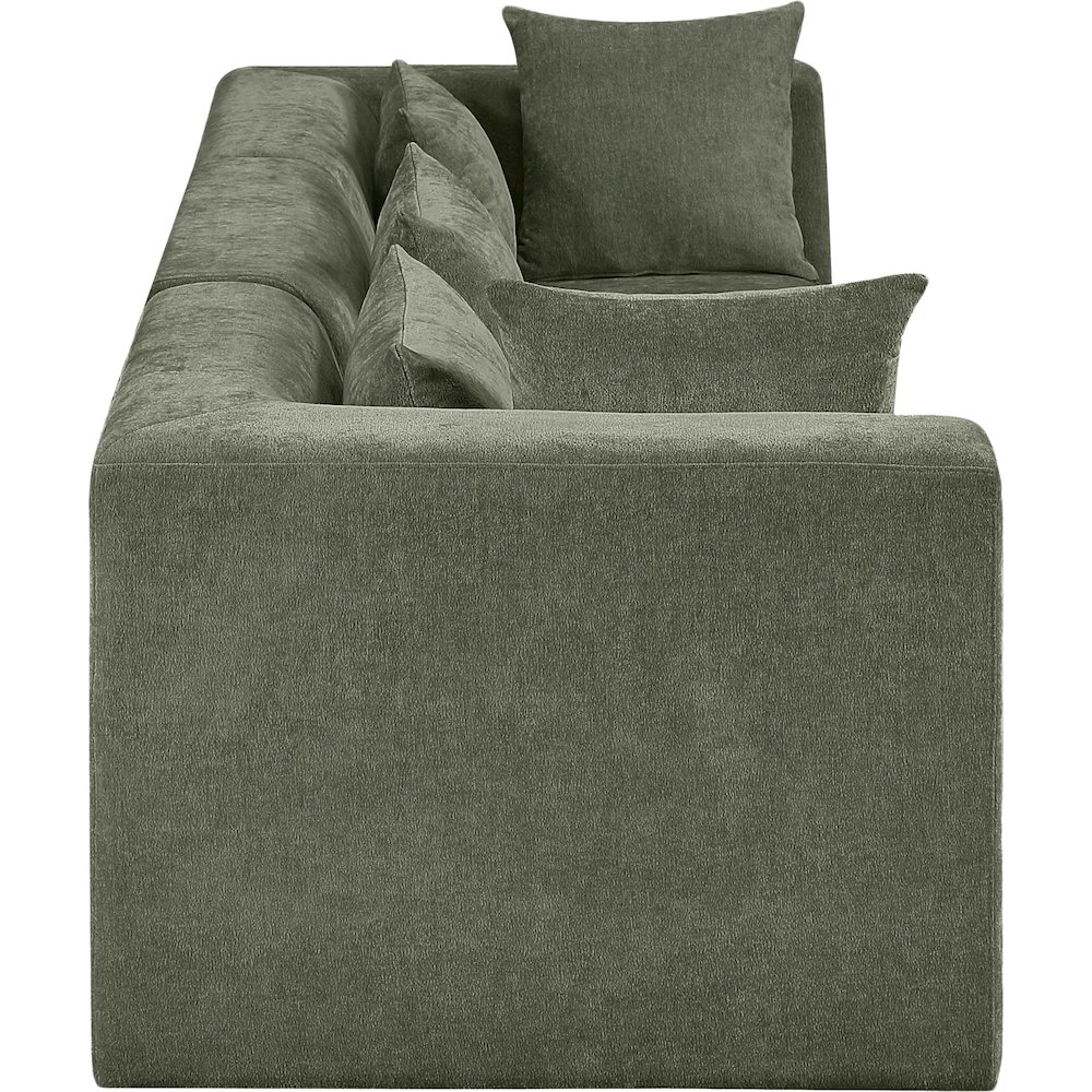 Stellar 114" Green Chenille Fabric Upholstered 3pc. Modular Sofa. Picture 8