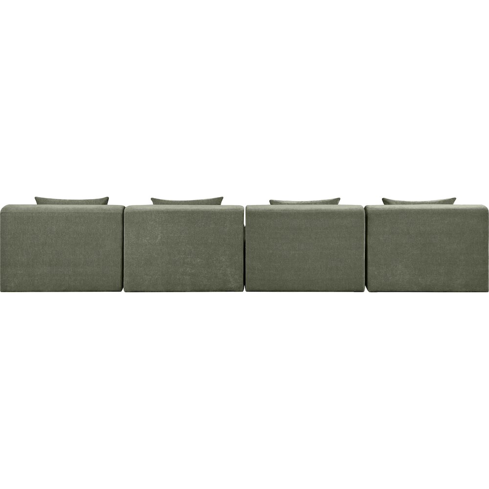 Stellar 152" Green Chenille Fabric Upholstered 4pc. Modular Sofa. Picture 2