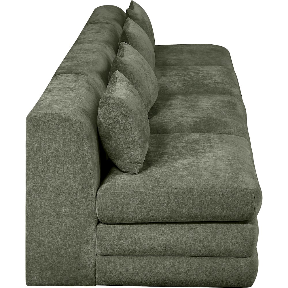 Stellar 152" Green Chenille Fabric Upholstered 4pc. Modular Sofa. Picture 8