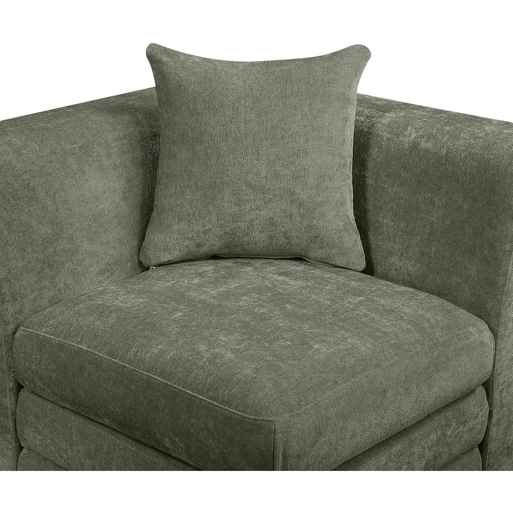 Stellar 152" Green Chenille Fabric Upholstered 4pc. Modular Sofa. Picture 3
