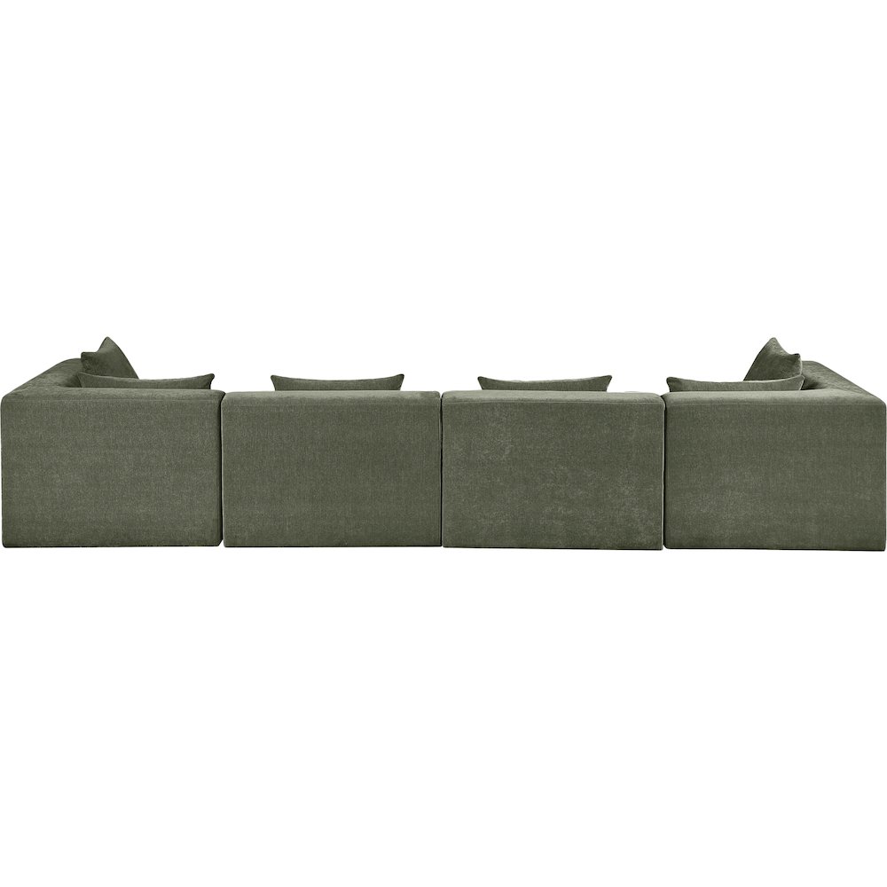 Stellar 152" Green Chenille Fabric Upholstered 4pc. Modular Sofa. Picture 2