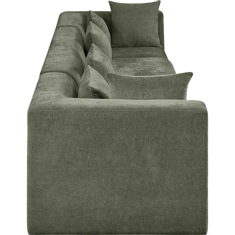 Stellar 152" Green Chenille Fabric Upholstered 4pc. Modular Sofa. Picture 8