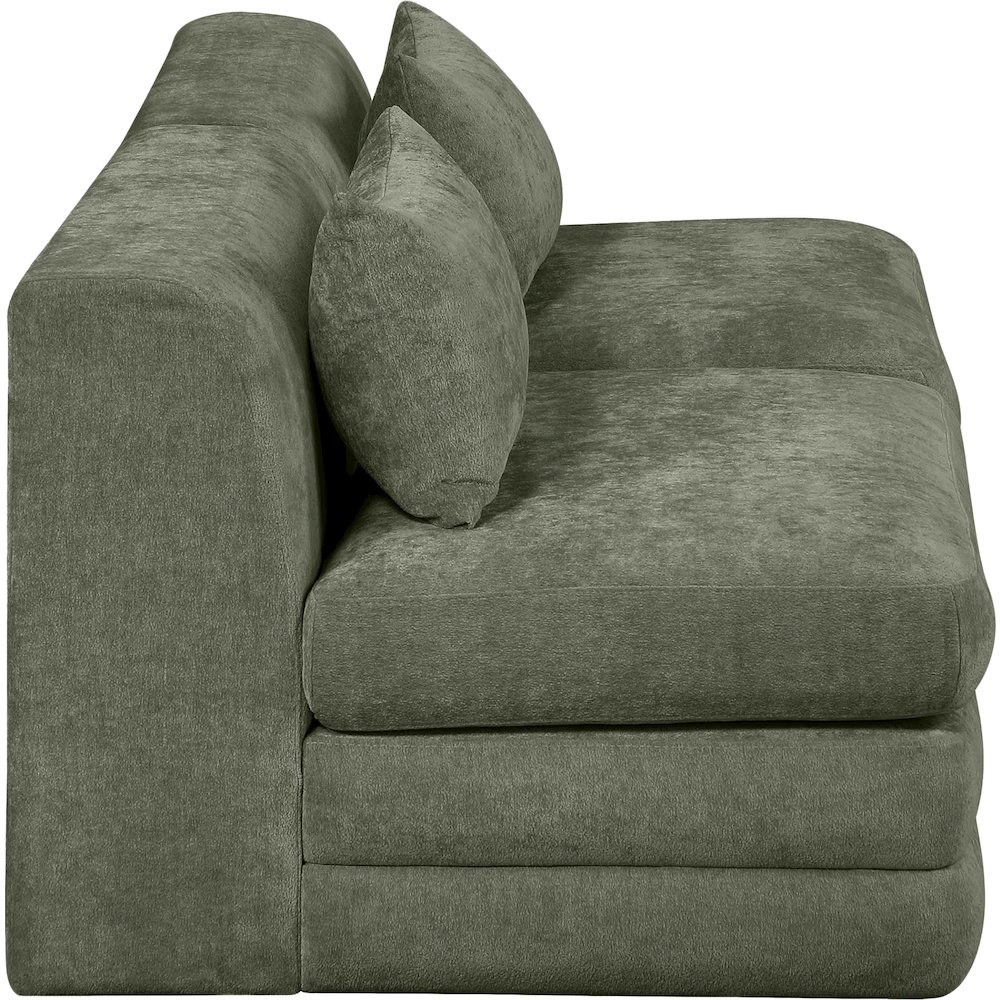 Stellar 76" Green Chenille Fabric Upholstered 2pc. Modular Loveseat. Picture 8