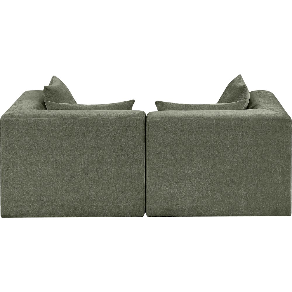 Stellar 76" Green Chenille Fabric Upholstered 2pc. Modular Loveseat. Picture 2