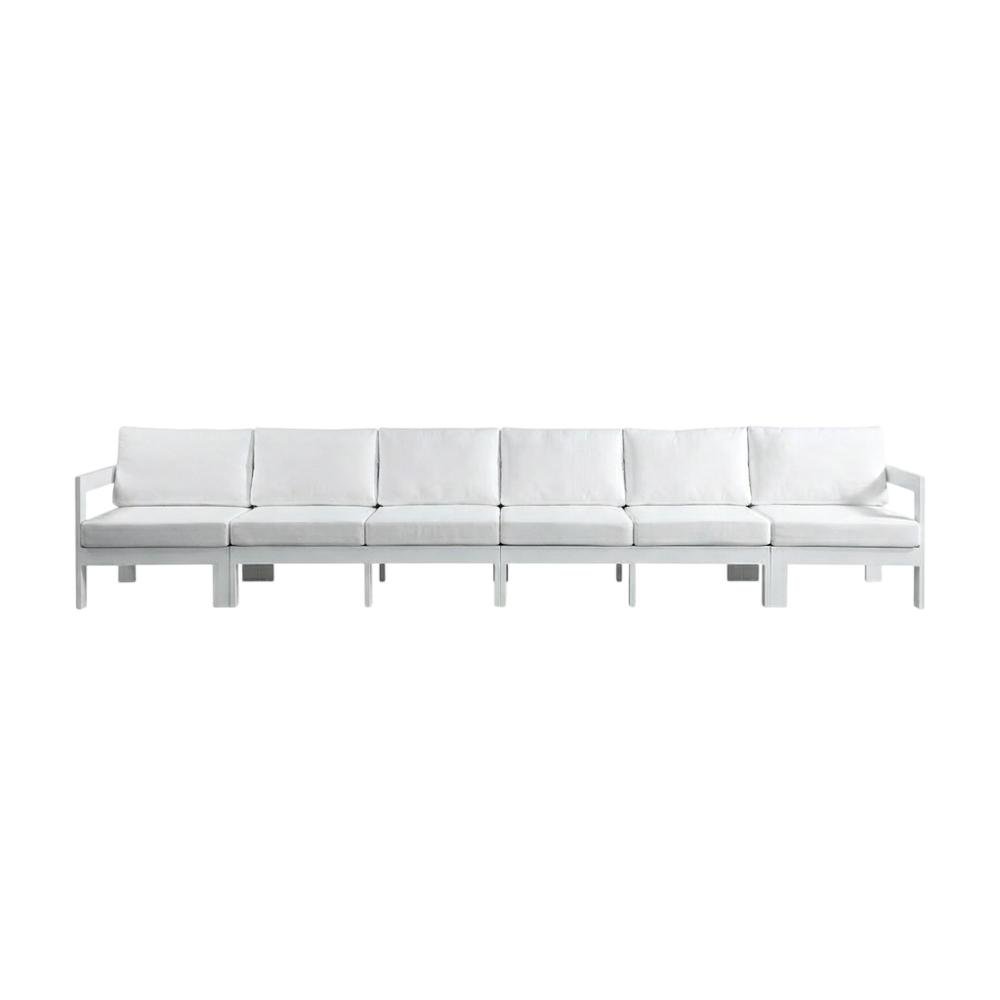White Fabric Outdoor Modular Sofa With Contemporary Style And Cushioned Seating. Picture 4