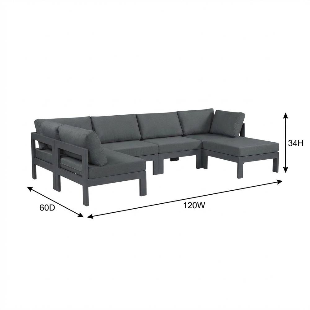 Gray Fabric Outdoor Patio Modular Sectional With Contemporary Design. Picture 7