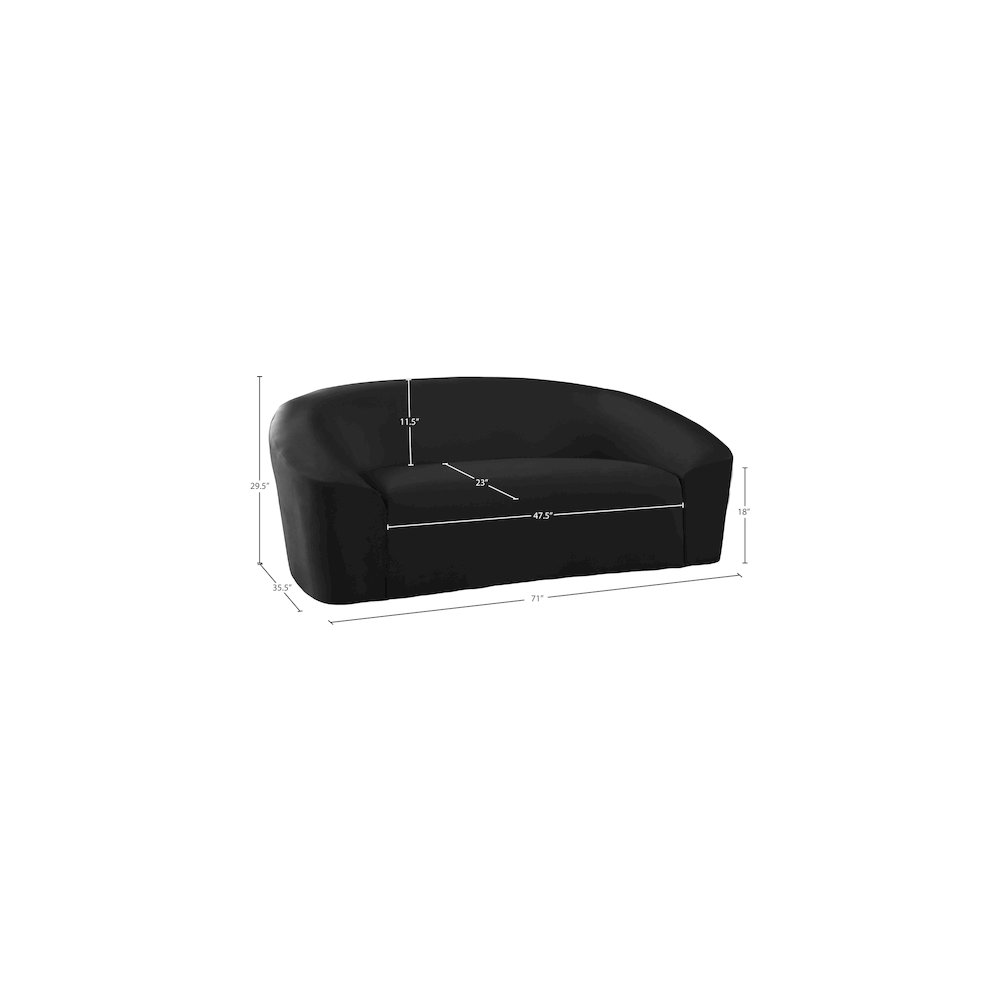Riley Black Velvet Loveseat. Picture 7