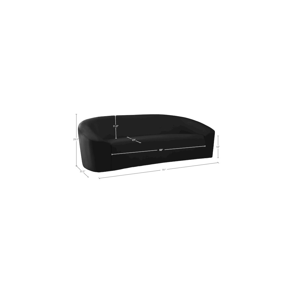 Riley Black Velvet Sofa. Picture 7