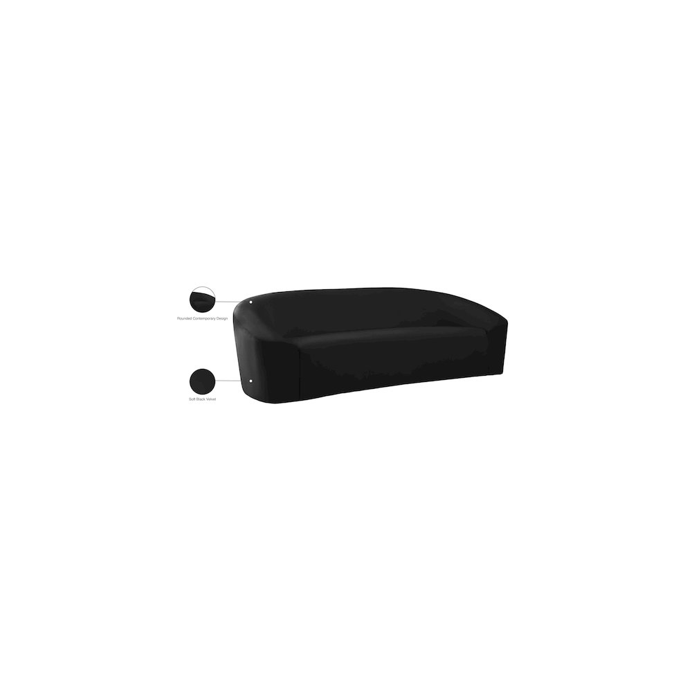 Riley Black Velvet Sofa. Picture 8