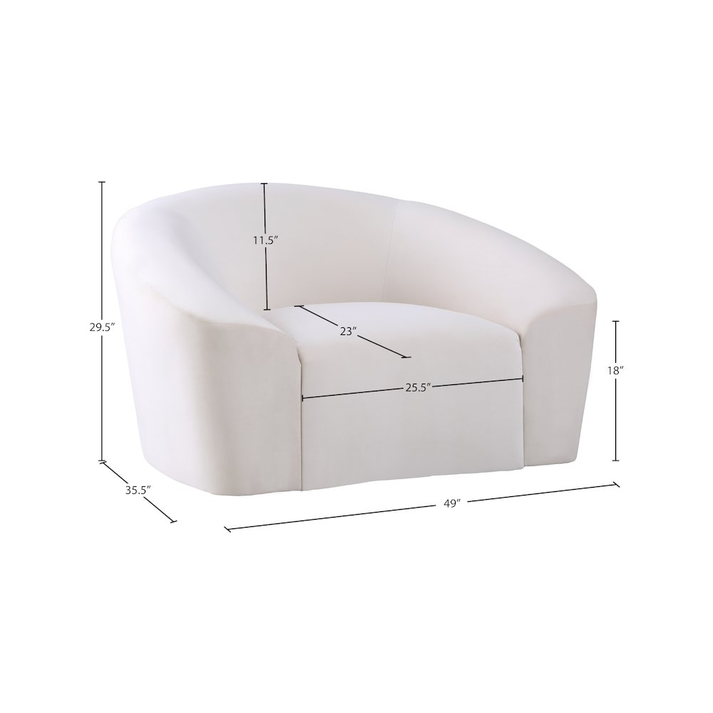 Riley Cream Velvet Chair. Picture 7