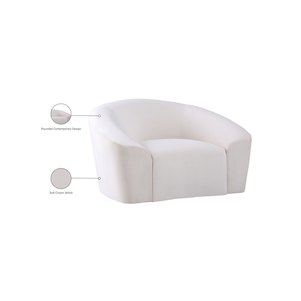 Riley Cream Velvet Chair. Picture 8