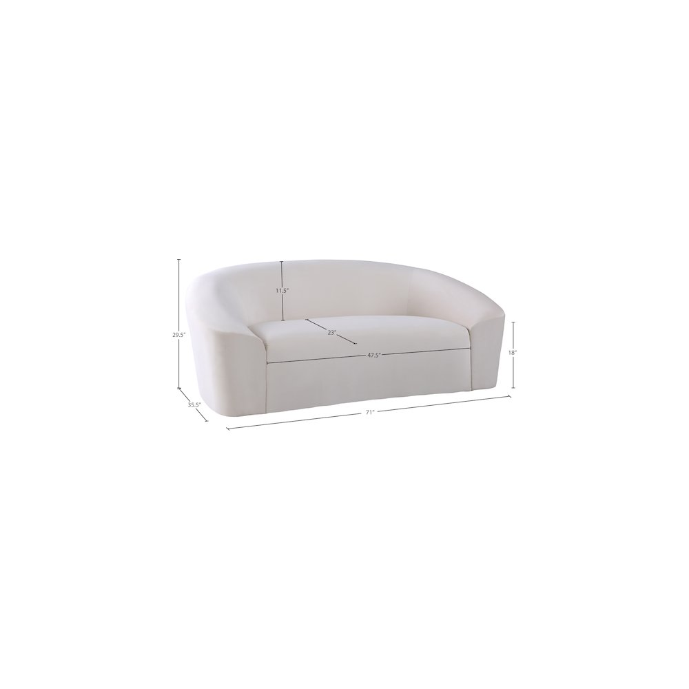 Riley Cream Velvet Loveseat. Picture 7