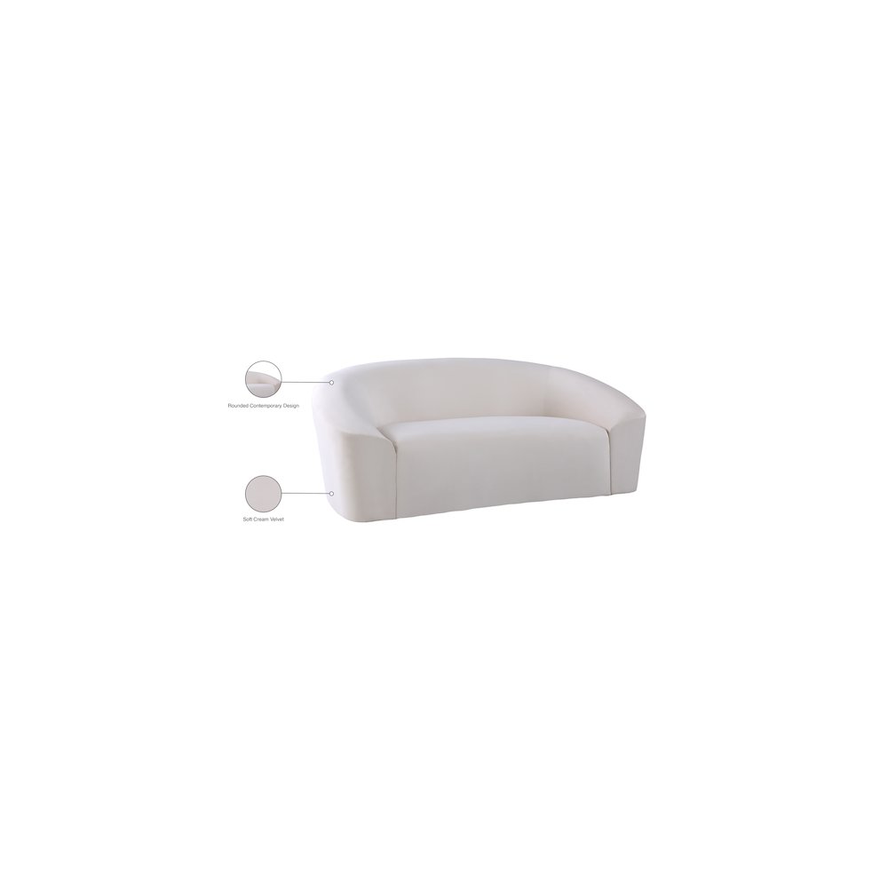 Riley Cream Velvet Loveseat. Picture 8