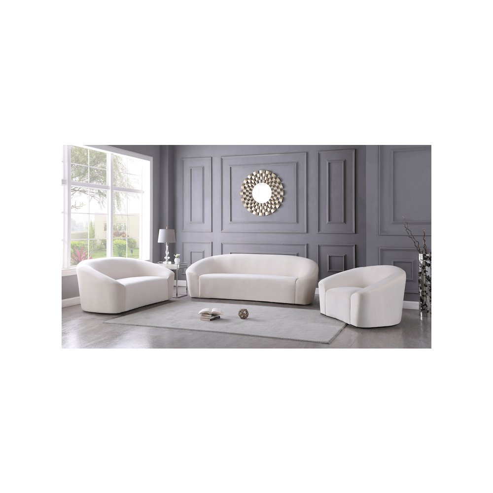Riley Cream Velvet Loveseat. Picture 6