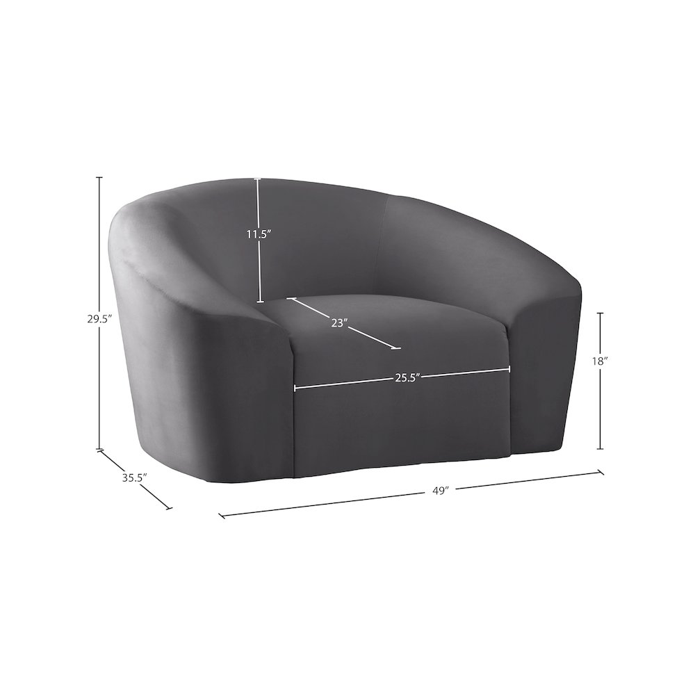 Riley Grey Velvet Chair. Picture 7
