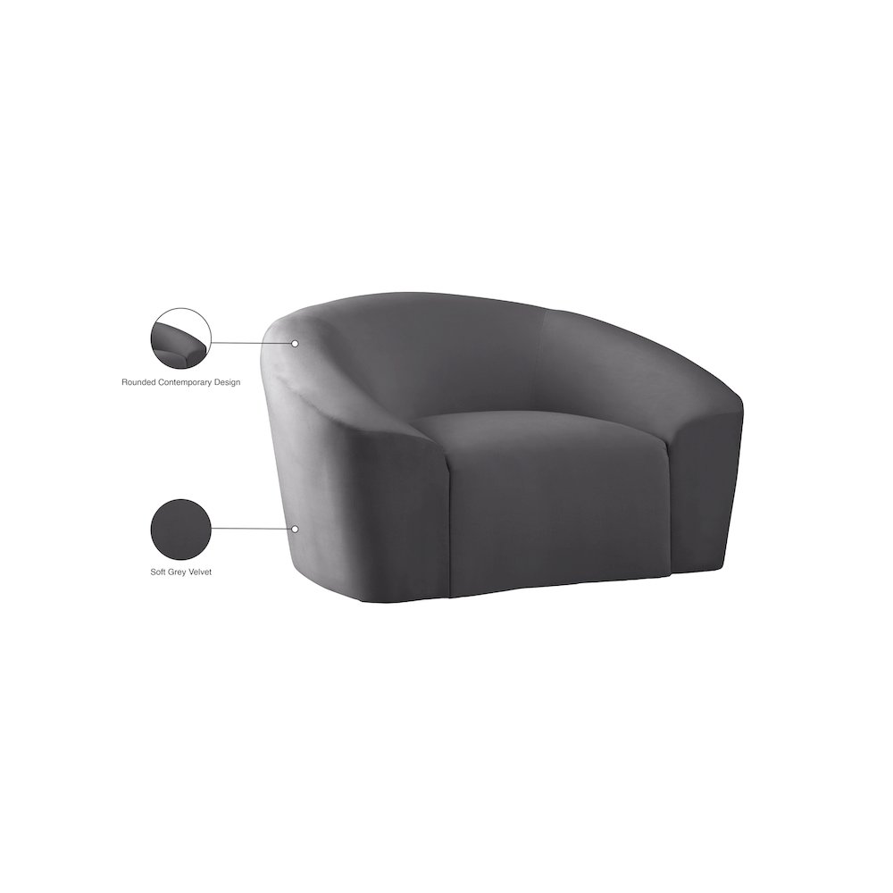 Riley Grey Velvet Chair. Picture 8