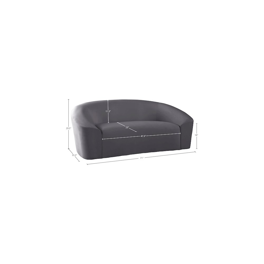 Riley Grey Velvet Loveseat. Picture 7