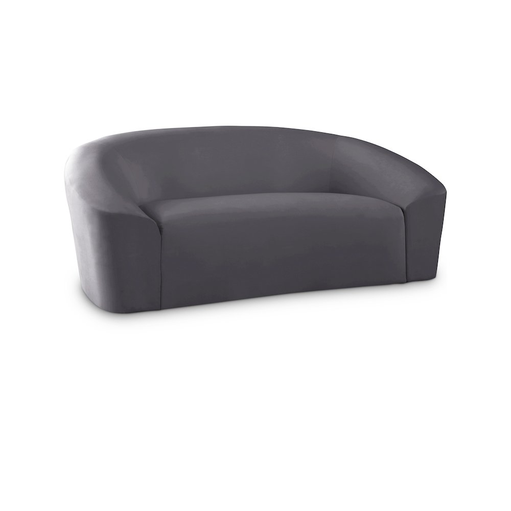 Riley Grey Velvet Loveseat. Picture 1