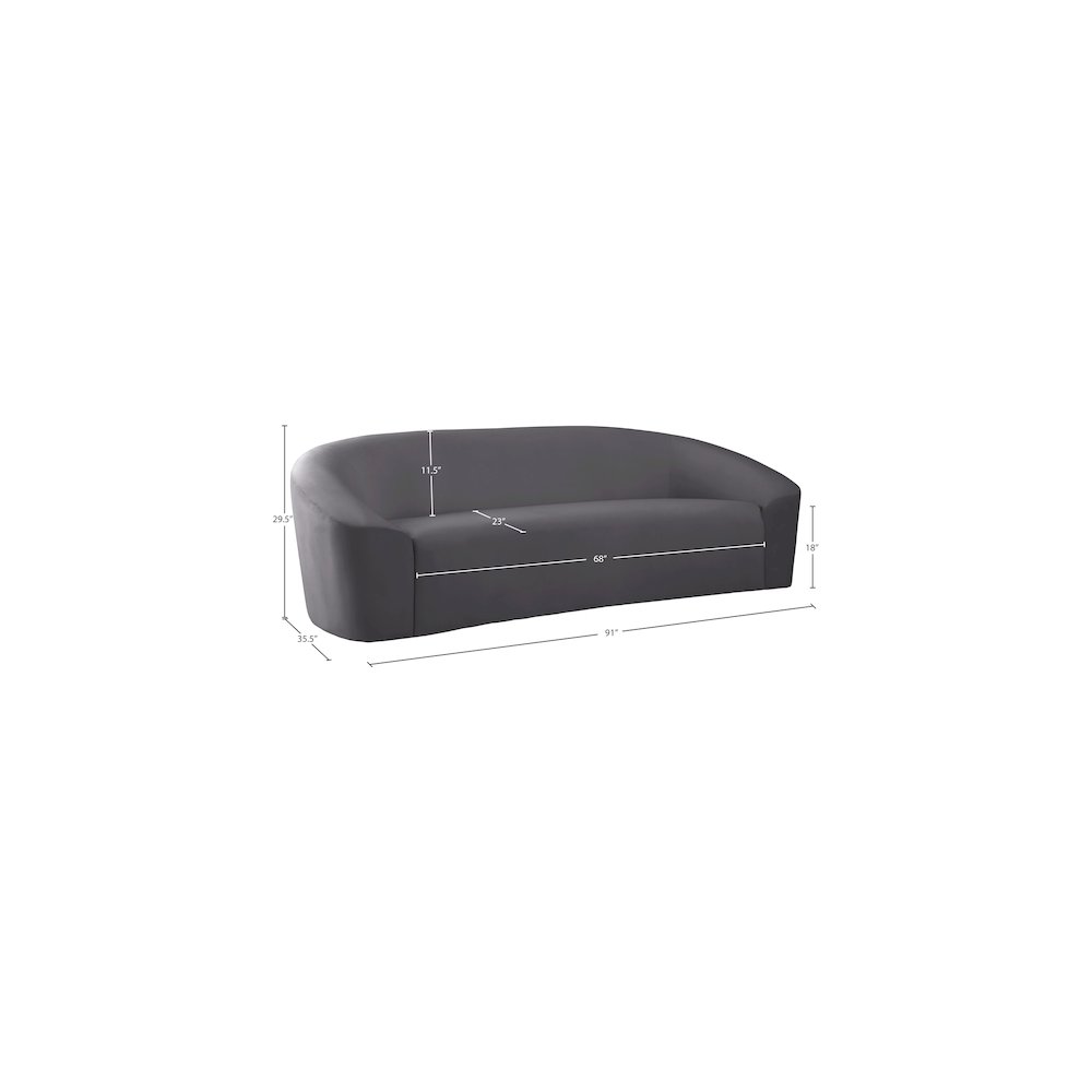 Riley Grey Velvet Sofa. Picture 7