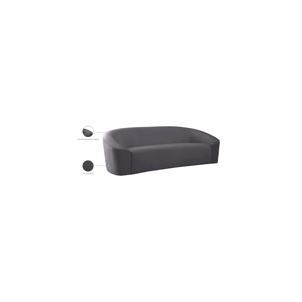 Riley Grey Velvet Sofa. Picture 8