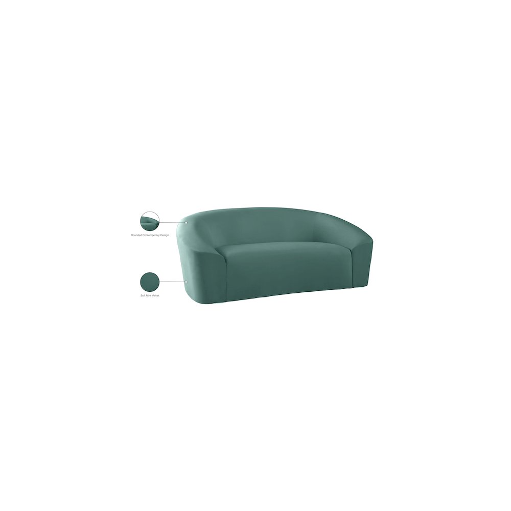 Riley Mint Velvet Loveseat. Picture 8