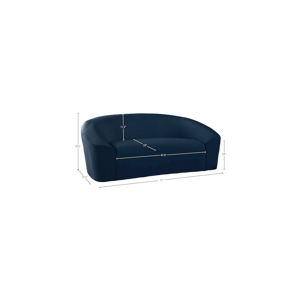 Riley Navy Velvet Loveseat. Picture 7