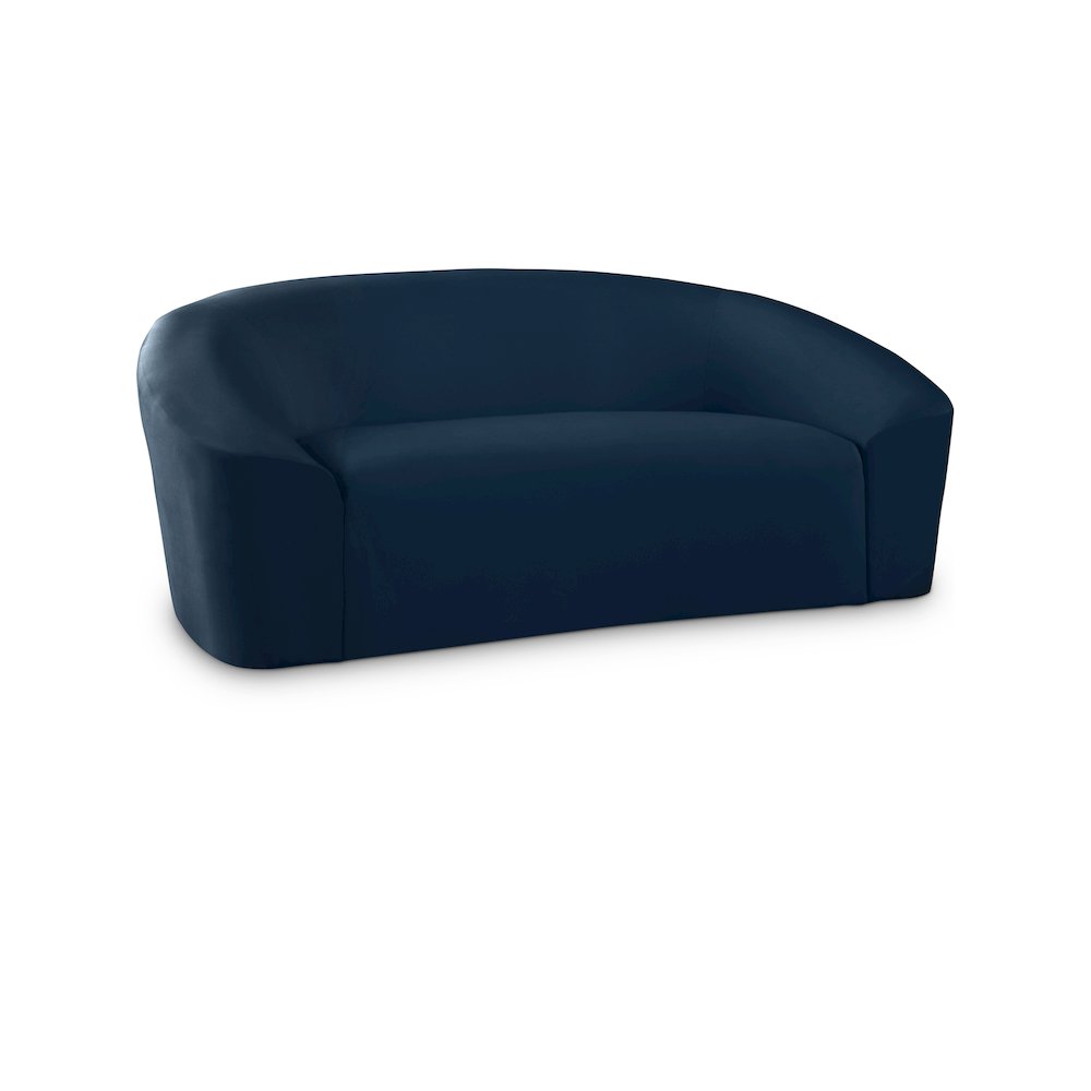 Riley Navy Velvet Loveseat. Picture 1
