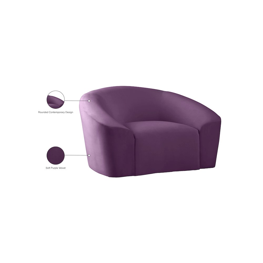 Riley Purple Velvet Chair. Picture 2