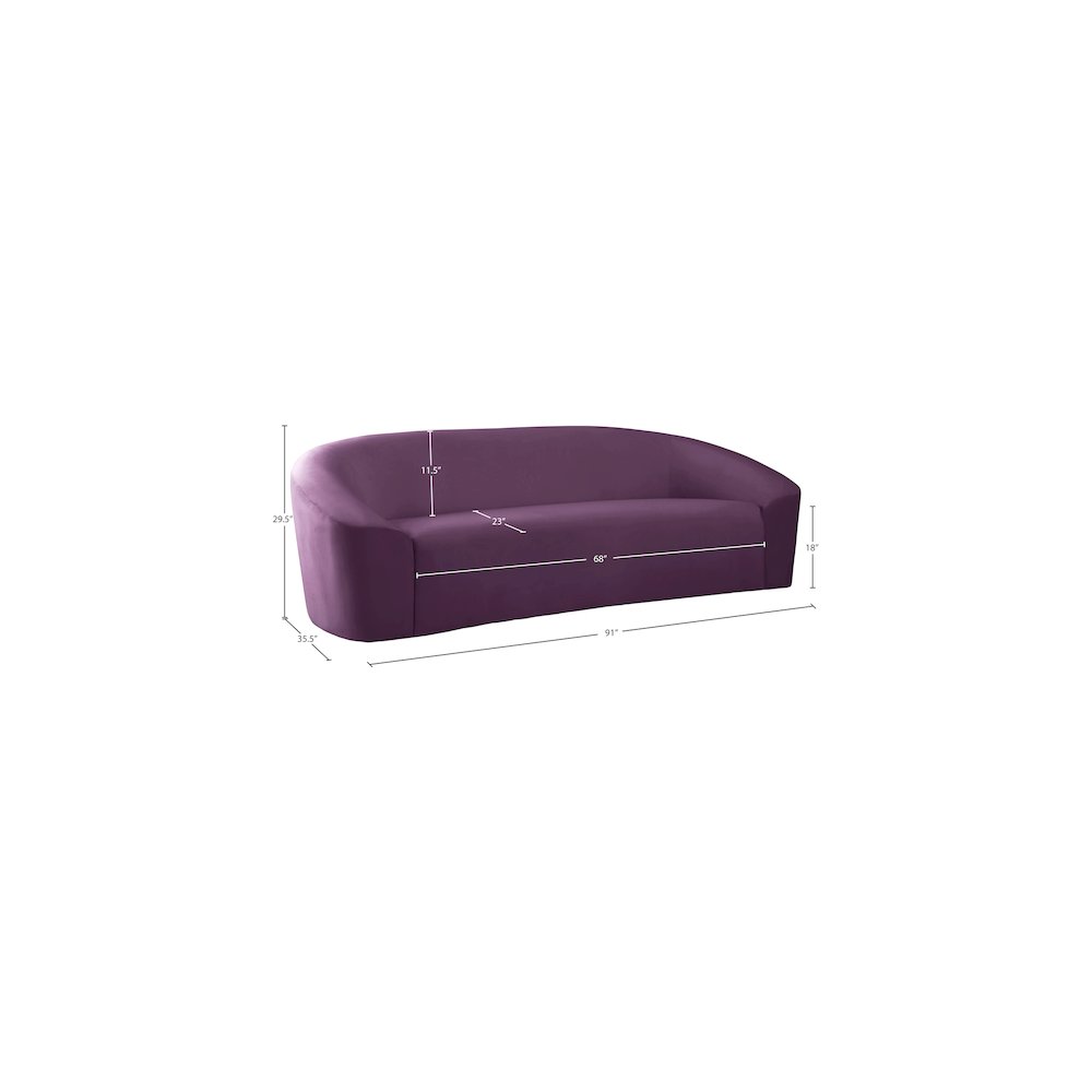 Riley Purple Velvet Sofa. Picture 7