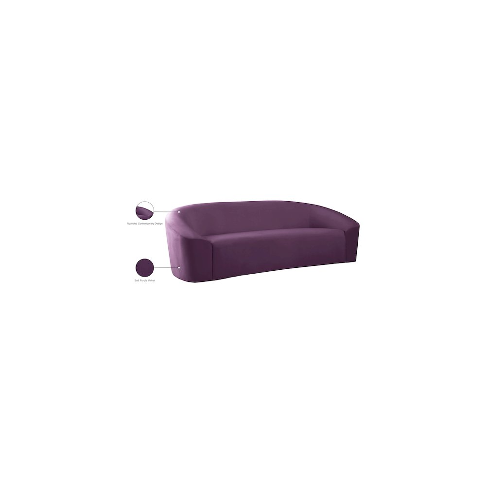 Riley Purple Velvet Sofa. Picture 8