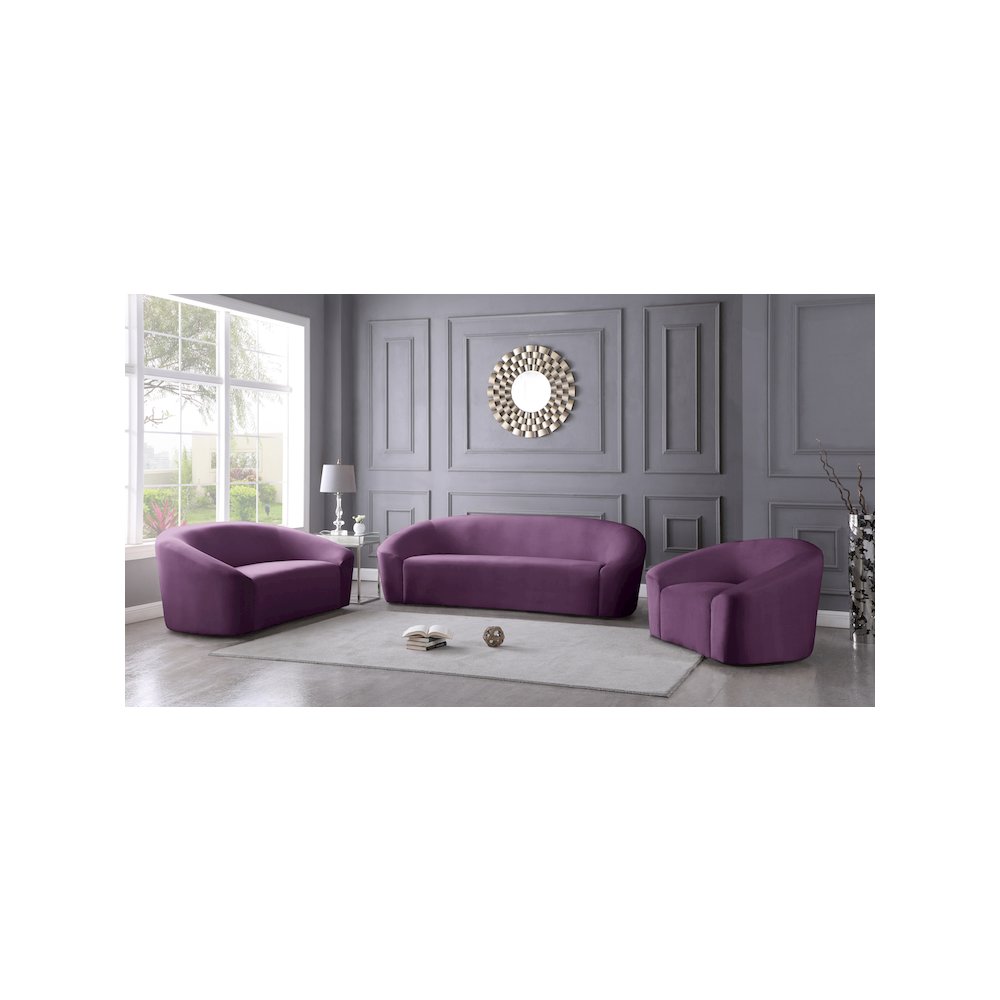 Riley Purple Velvet Sofa. Picture 6