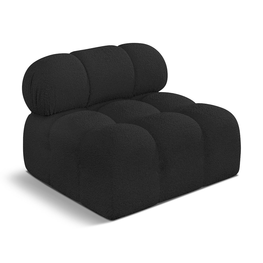 Ames Black Boucle Fabric Armless. Picture 1
