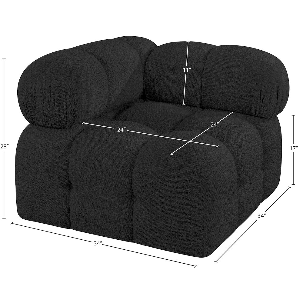 Ames Black Boucle Fabric Corner. Picture 8