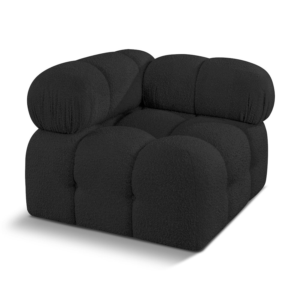 Ames Black Boucle Fabric Corner. Picture 1