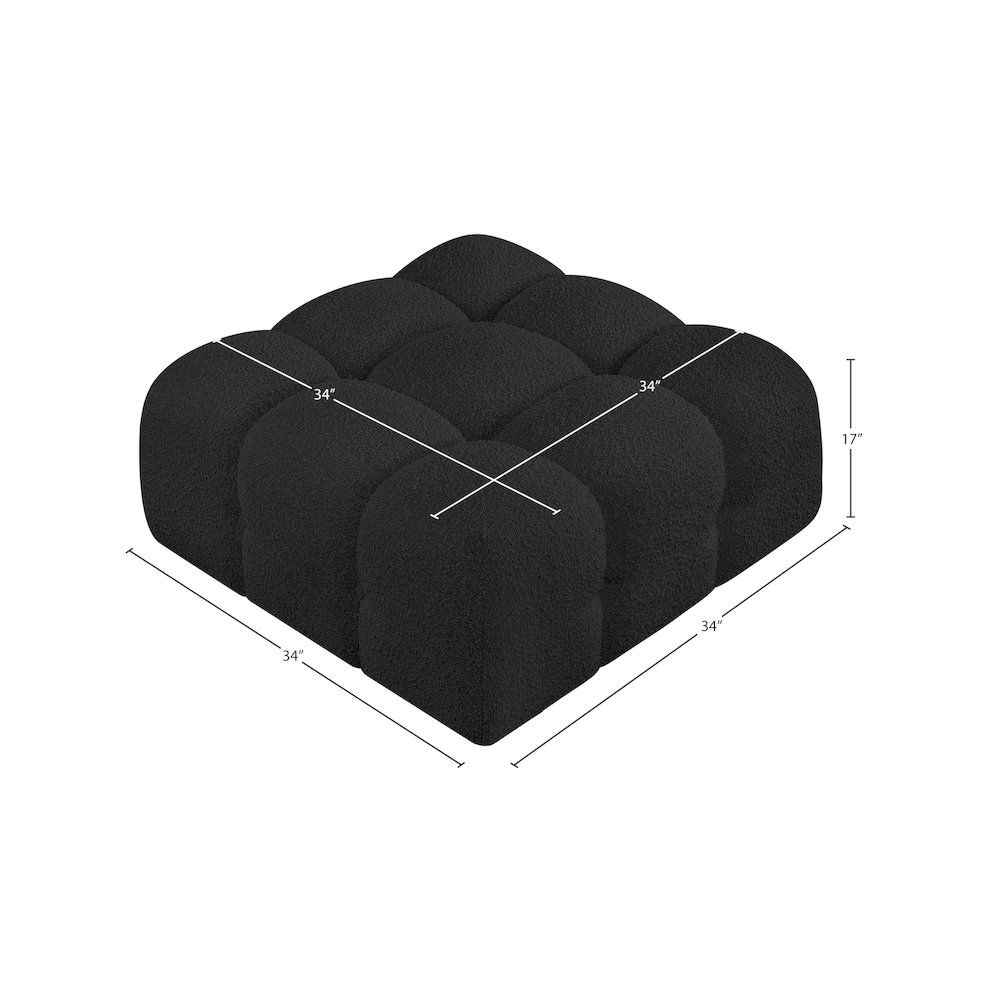 Ames Black Boucle Fabric Ottoman. Picture 6