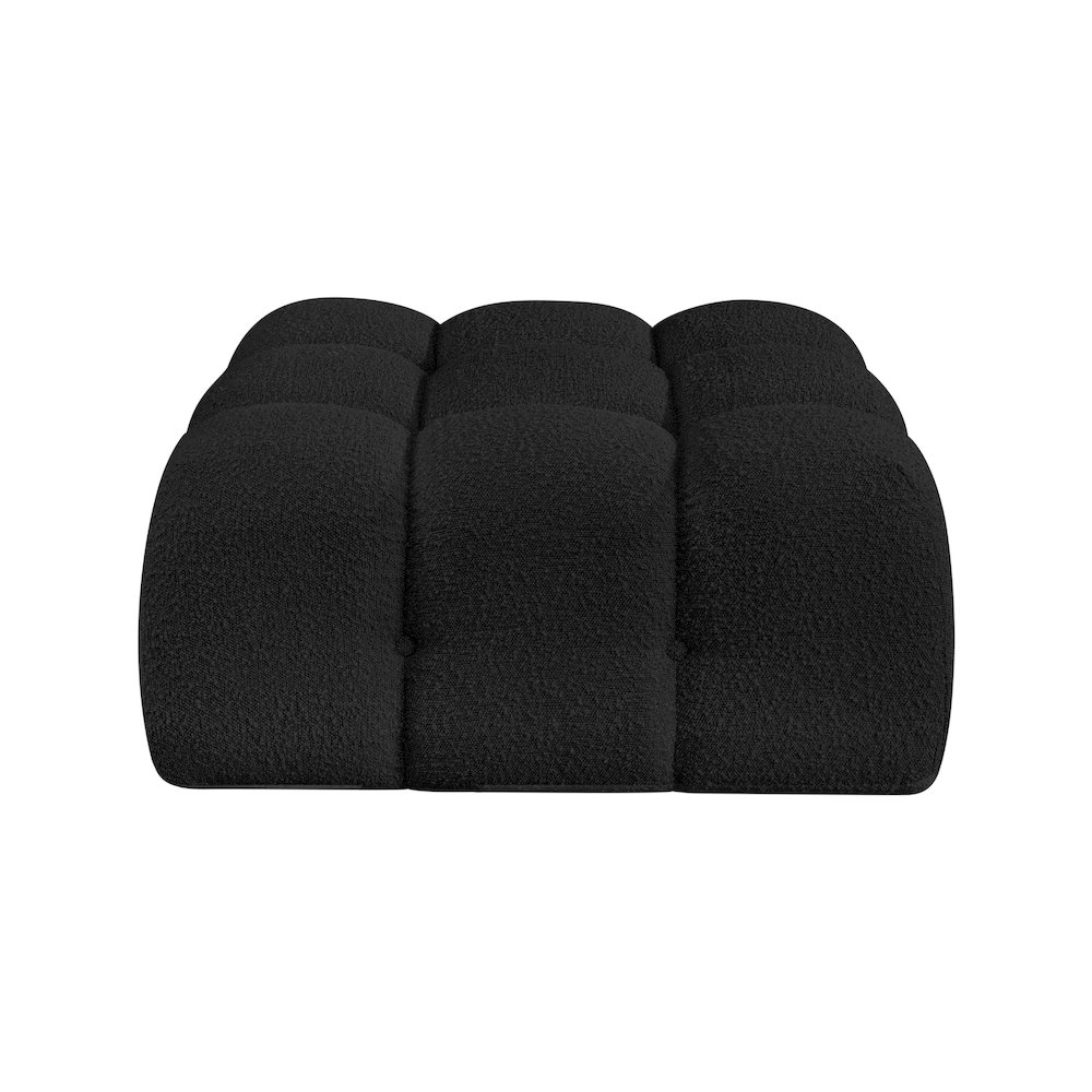 Ames Black Boucle Fabric Ottoman. Picture 2