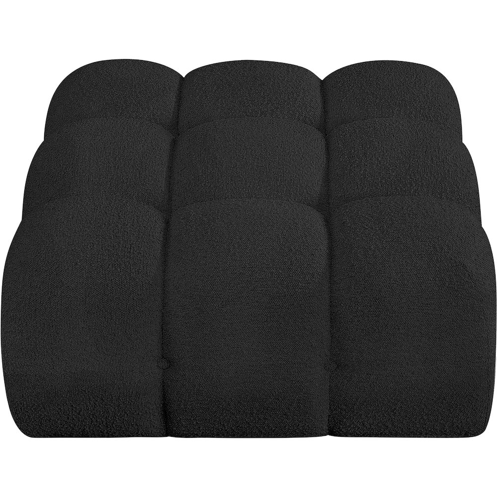 Ames Black Boucle Fabric Ottoman. Picture 3