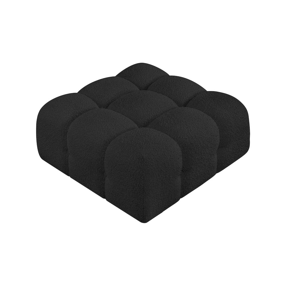 Ames Black Boucle Fabric Ottoman. Picture 4