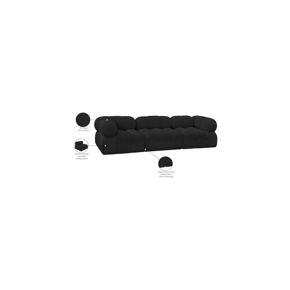 Ames Black Boucle Fabric Modular Sofa. Picture 11