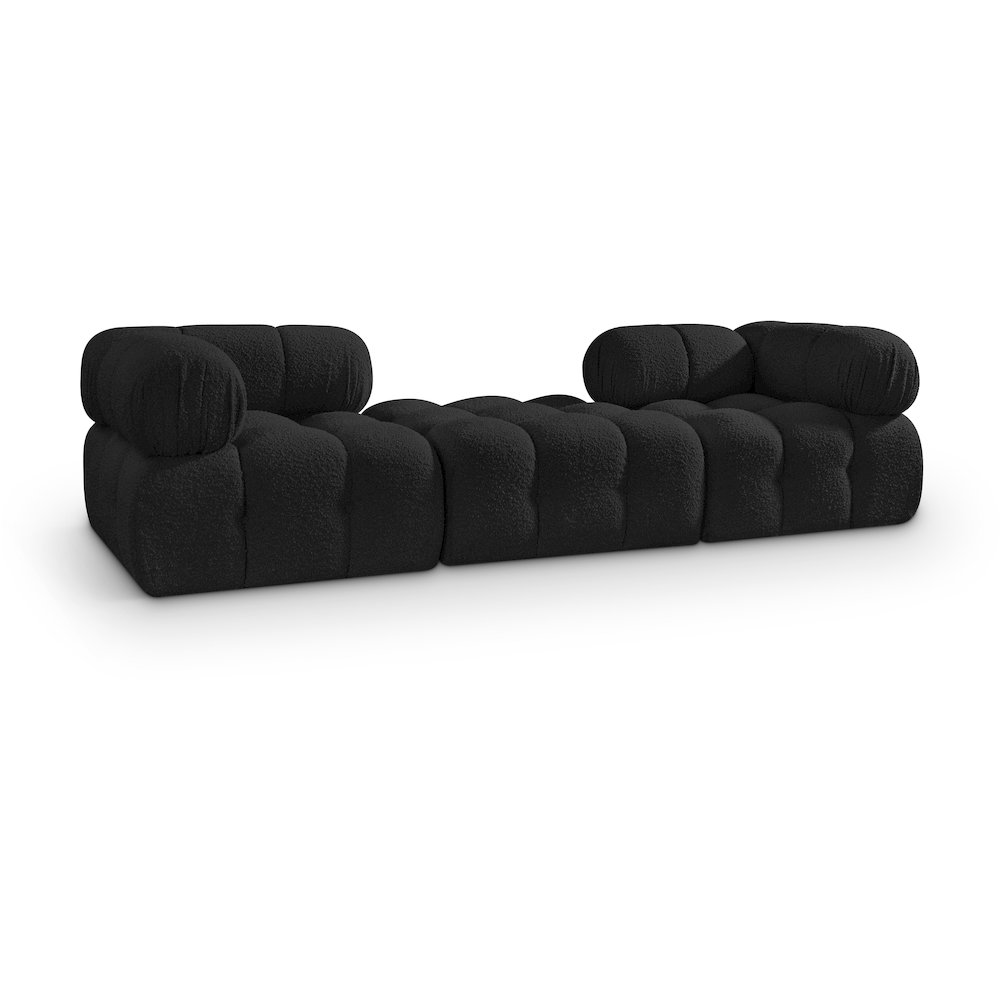 Ames 102" Black Boucle Fabric Upholstered 3pc. Modular Sofa. Picture 1