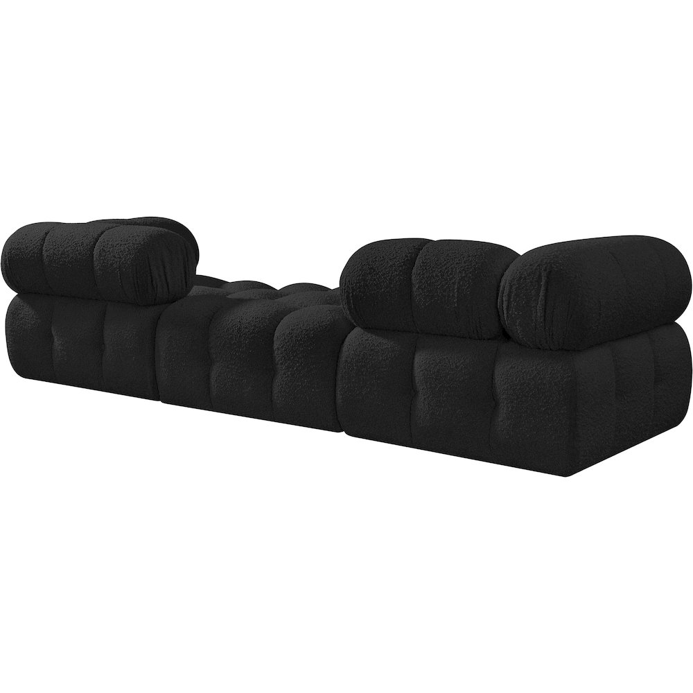 Ames 102" Black Boucle Fabric Upholstered 3pc. Modular Sofa. Picture 4