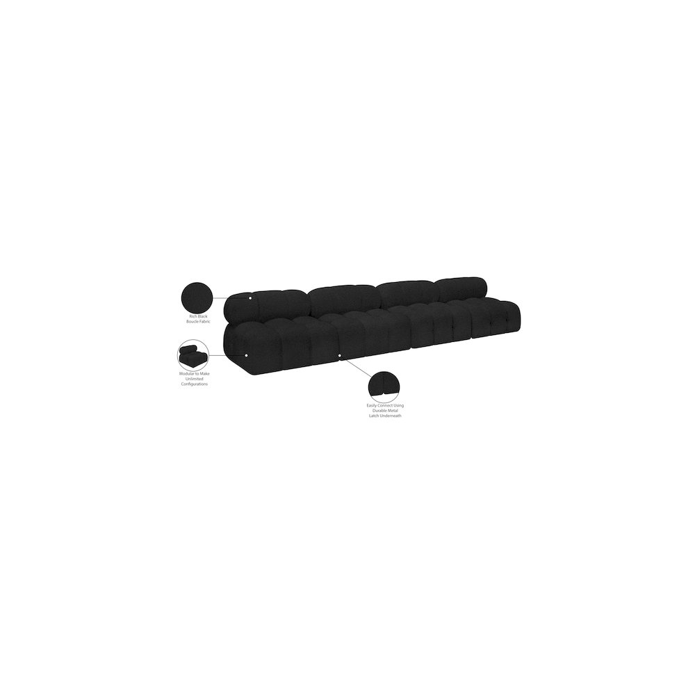 Ames Black Boucle Fabric Modular Sofa. Picture 9
